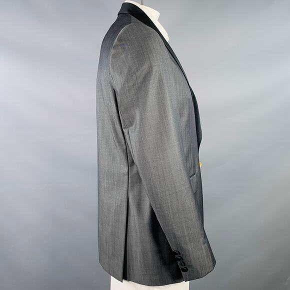 TED BAKER Size 42 Long Grey Black Wool Mohair Shawl Collar Sport Coat - Picture 3 of 11